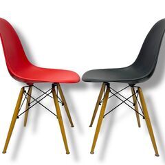 【2脚セット】SIS ダイニングチェア K-016W 黒・赤セット サイズ:横幅47cm×奥行50cm×高さ82cm×座面高44cmの画像