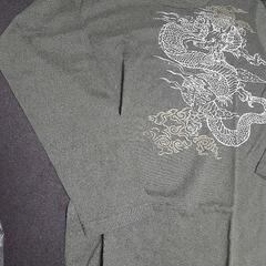 新品 龍神風雲ロングTシャツ Mサイズ オリーブドリブ色 龍