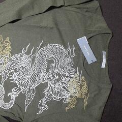 新品 龍神風雲ロングTシャツ Mサイズ オリーブドリブ色 龍の画像