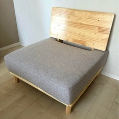 【新品】ソファ ソファー ローソファ1人掛け グレー 木製 完成...