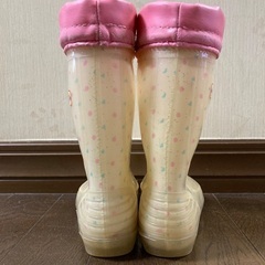 19センチ レインブーツ ドット柄 白の画像