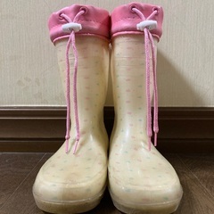 19センチ レインブーツ ドット柄 白の画像