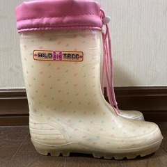 19センチ レインブーツ ドット柄 白の画像