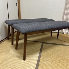 ダイニングベンチ　キャスト　ウォルナット　ソファ　椅子　ブラウン　ナチュラル　大阪　売りますの画像