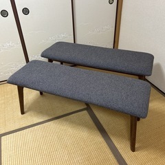 ダイニングベンチ　キャスト　ウォルナット　ソファ　椅子　ブラウン...