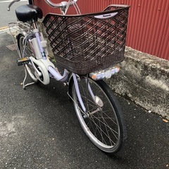 【京都】京の楽チャリ　電動アシスト自転車　パナソニック　20インチ　薄紫色の画像