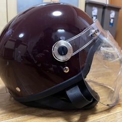 未使用★LEAD 半キャップ 125cc以下用 フリーサイズ57〜60cm未満 茶／クリーム バブルシールド ワンタッチバックルの画像