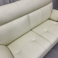 KE-13【新入荷　アウトレット品】本革　ハイバック　3シーターソファ　アイボリーの画像