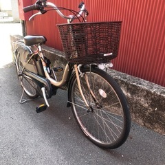 【京都】京の楽チャリ　電動アシスト自転車　ヤマハ　24インチ　ゴールド色の画像