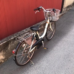【京都】京の楽チャリ　電動アシスト自転車　24インチ　ブリヂストン　クリーム色の画像