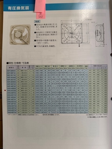 新品未使用業務用換気扇50cm