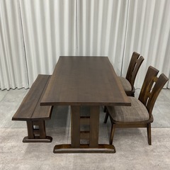 KE-20【新入荷　アウトレット品】松田家具　禅×道三　和モダン　ダイニング4点セット　ブラウン系の画像