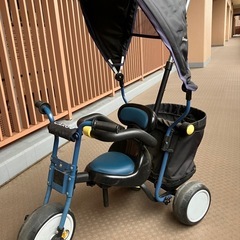 三輪車　アイデス カーゴプラス ides ネイビー　サンシェード付き