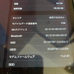 ipad air 2  au セルラーモデル 64GB 純正ケース付の画像