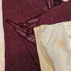 総絞り、着物、紫、女性用、和服、長着の画像