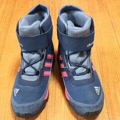 夏休み値下げ★美品★adidas アディダス★レインブーツ（スノーシューズ） 22cm ネイビー×ピンク★女の子★靴 防寒 雪 雨 スノーブーツ★の画像