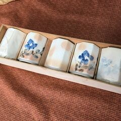 【昭和レトロ】未使用品 5客 お湯のみ 茶器 和食器 ヴィンテージ？の画像
