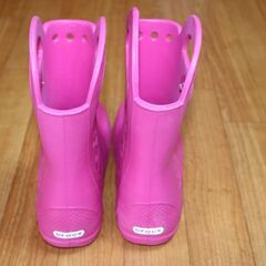 ★美品★crocs クロックス★長靴 レインブーツ ハンドル イット キッズ★J3 21cm ピンク★の画像