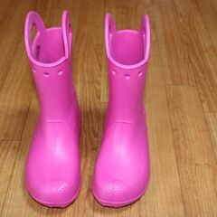★美品★crocs クロックス★長靴 レインブーツ ハンドル イット キッズ★J3 21cm ピンク★の画像