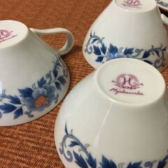 ギフト【昭和レトロ】未使用品 3客 HYAKUSENKAI カップ＆ソーサー 百選会 コーヒー/ティーカップ 茶器 洋食器 ヴィンテージの画像