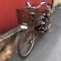 【京都】京の楽チャリ　電動アシスト自転車　24インチ　茶色の画像