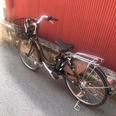 【京都】京の楽チャリ　電動アシスト自転車　24インチ　茶色の画像