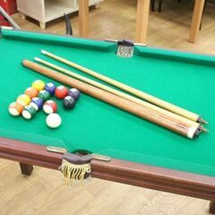 レトロ ビリヤード台 家庭用 コンパクト 縦60×横111×高さ74cm ボール一部欠品 キュー付属 ビリヤードテーブル プールテーブル 札幌市 清田区 平岡の画像