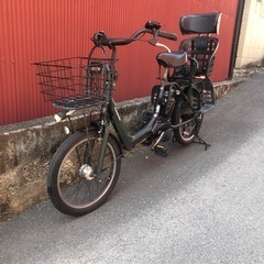 【京都】京の楽チャリ　電動アシスト自転車　パナソニック　子ども乗せタイプ　カーキ色の画像