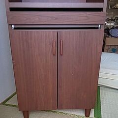 壁面収納 パソコンデスク ダークブラウンの画像