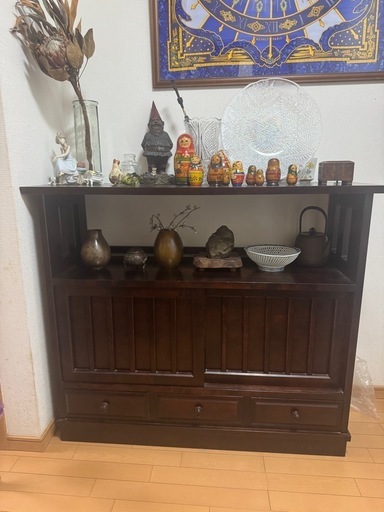 北海道民芸　サイドボード　水屋　飾り棚　茶箪笥　木製ラック 北海道民芸サイドボード水屋飾り棚茶箪笥木製ラック