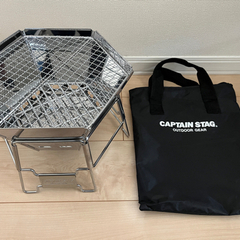 【新品】キャプテンスタッグ(CAPTAIN STAG) バーベキューコンロ 焚火台 1台2役 ヘキサステンレス ファイアグリル バッグ付き  M-6498の画像