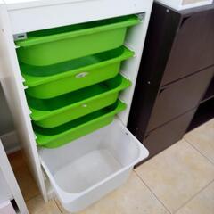 ★ジモティ割あり★ IKEA 収納棚 ホワイト×グリーン H94×D30×W89.5 クリーニング済み OJ9121の画像