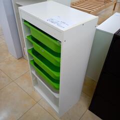 ★ジモティ割あり★ IKEA 収納棚 ホワイト×グリーン H94×D30×W89.5 クリーニング済み OJ9121の画像