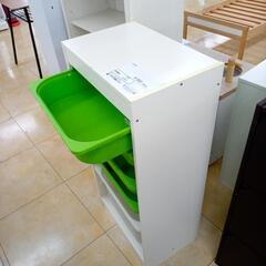 ★ジモティ割あり★ IKEA 収納棚 ホワイト×グリーン H94×D30×W89.5 クリーニング済み OJ9121の画像