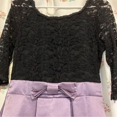 上品なレースのバイカラードレス　パープル&黒　Sサイズ　結婚式や二次会発表会に◎の画像