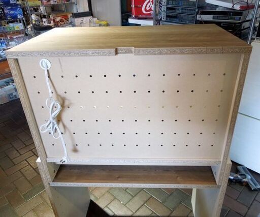 レンジラック 伸縮式レンジスタンド キッチン収納 スライド棚板 幅82cm 高さ97～127cm 有孔ボード レンジボード ゴミ箱収納 札幌市東区 新道東店 レンジラック 伸縮式レンジスタンド キッチン収納 スライド棚板 幅82cm