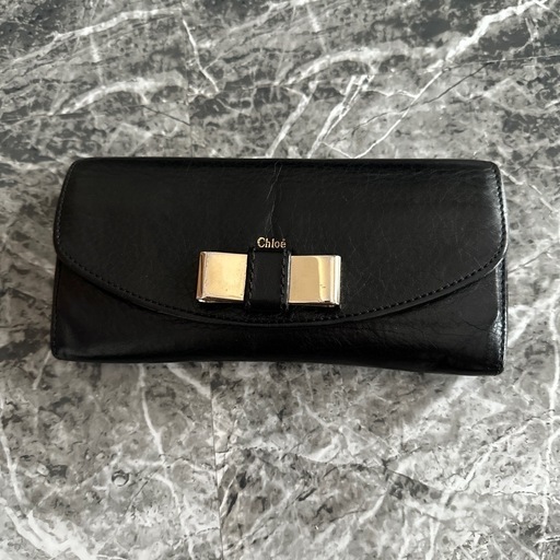 美品クロエ ⭐️希少長財布 財布 リボン レザー