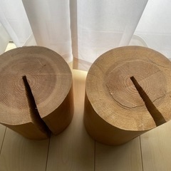 杉　切り株　2つ　スツールの画像