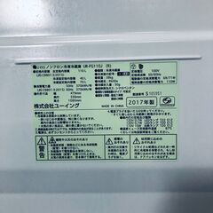 ID:rg220565 ユーイング U-ING 冷蔵庫 一人暮らし 中古 2017年製 2ドア 110L レッド ファン式 右開き UR-FG110J(R)  【リユース品：状態C】【送料無料】【設置費用無料】の画像