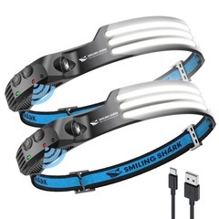 充電式 LED ヘッドライト, 【最新款・PSE认证・白光2個セ...