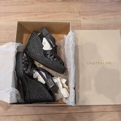 CASTELLER ブラック ウェッジサンダル 36