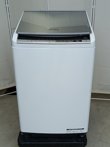 八5275【HITACHI】2019年製　電気洗濯乾燥機  9.0kg   乾燥5.0kg  ビートウォッシュ  BW-DV90E 形　外形寸法　幅610㎜  奥行635㎜  高さ1040㎜