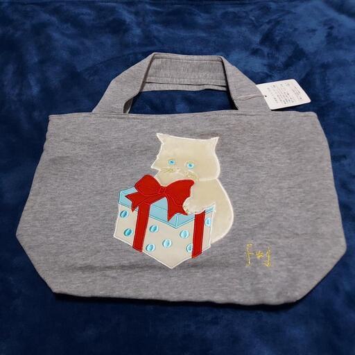 猫アップリケ刺繍つき小トートバッグ未使用 (ベーにゃん) 西ケ原