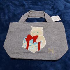 猫アップリケ刺繍つき小トートバッグ未使用