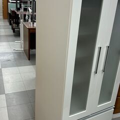 ★ジモティ割あり★  食器棚 ホワイト H148×D54×W59 クリーニング済み TC3243の画像