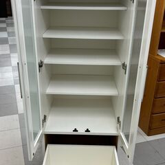★ジモティ割あり★  食器棚 ホワイト H148×D54×W59 クリーニング済み TC3243の画像