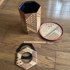 木製　ゴミ箱　トレーのセット