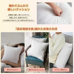 【新品】【2個セット】クッション 中身 45×45cm ホワイト クッション本体 厚い 潰れない 柔らかい ヌードファー 丸洗い可能 抱き枕の画像