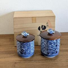 夫婦湯呑み、蓋付き