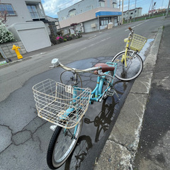 水色 子供用自転車20インチ 前バスケット付きの画像